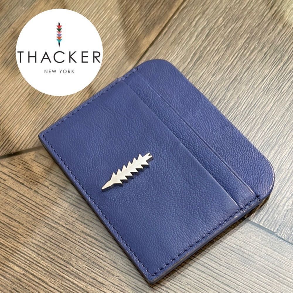 THACKER Leather Katie Card Holder Wallet ID Holder CC Holder Blue